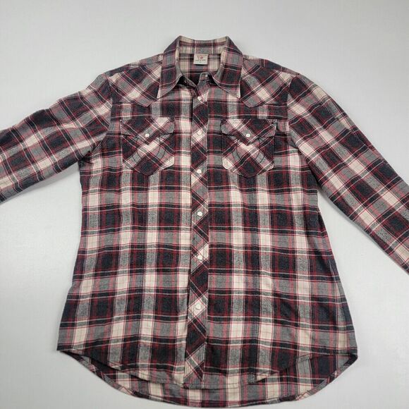 Vintage Y2K True Religion Pearl Snap Flannel Shirt Mens XL Red Plaid Western - Picture 5 of 13